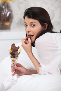 Picture of woman eating treats