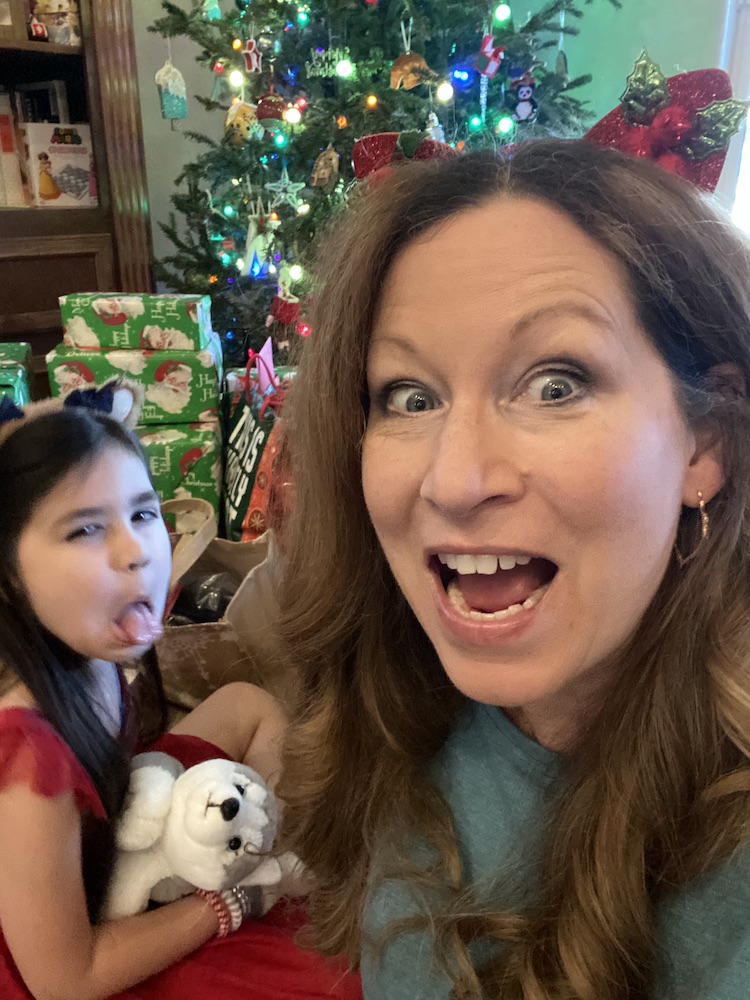 Making funny faces with a grandchild