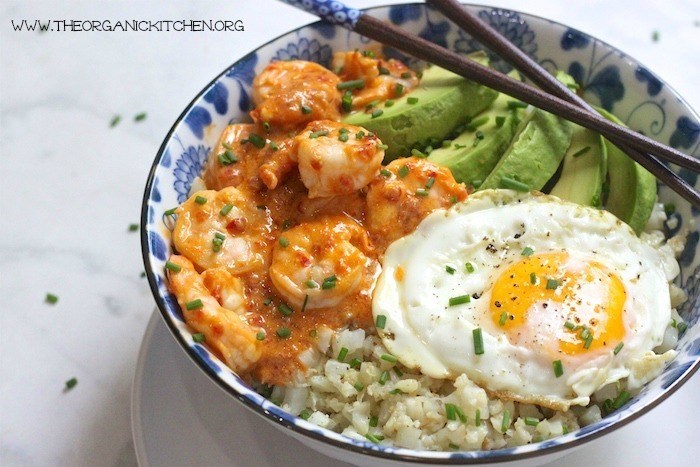 Spicy Shrimp Cauliflower Rice Bowl is one of our 25 Paleo Whole30 Recipes