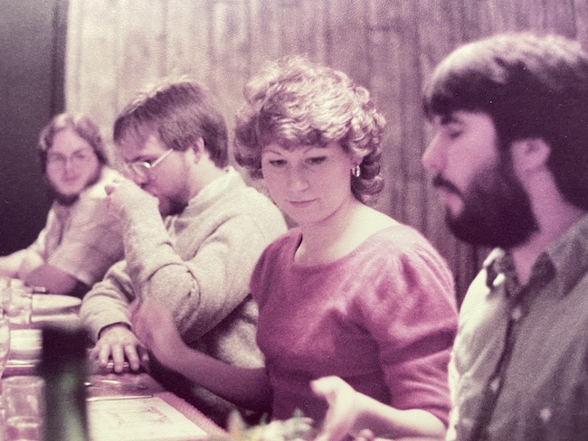Picture of author Sara at family dinner