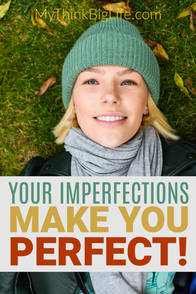 Picture of woman laying in the grass with the words: Your imperfections make you perfect