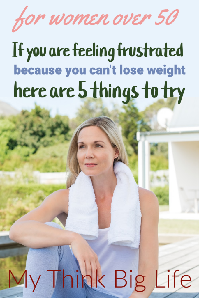 picture of thoughtful woman with the words: 5 things to try if you can't lose weight