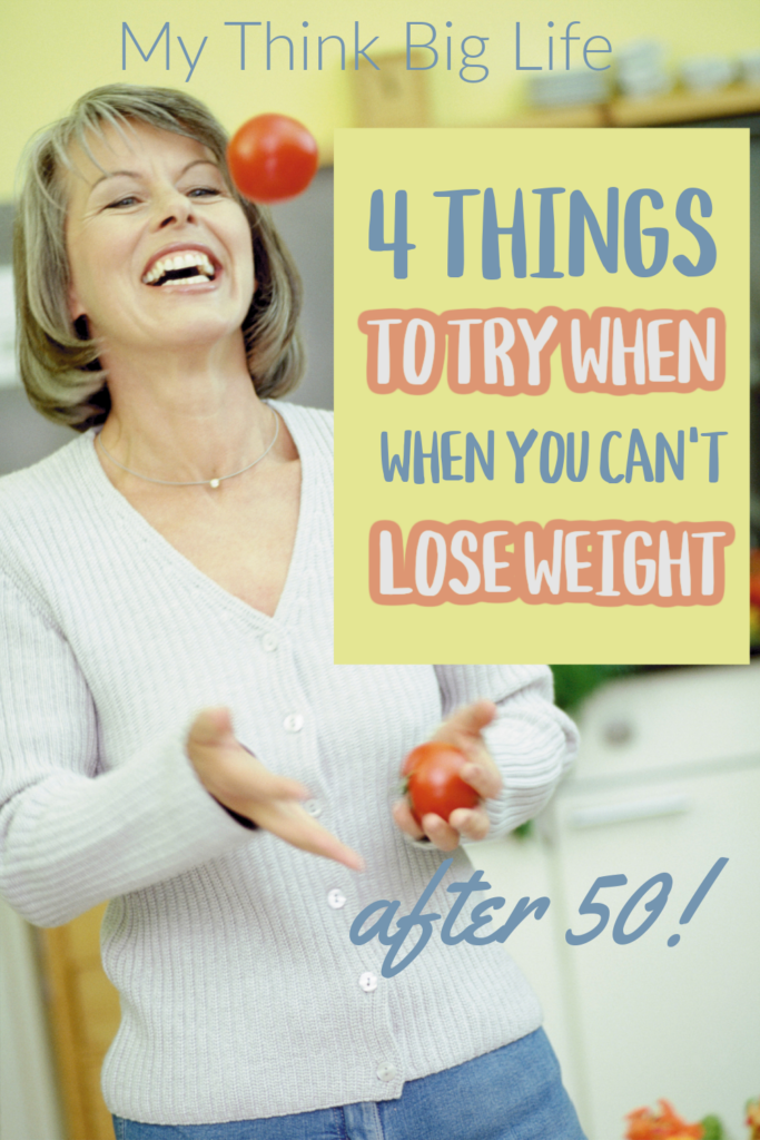 Picture of smiling woman juggling balls with the words: 4 things to try when you can't lose weight